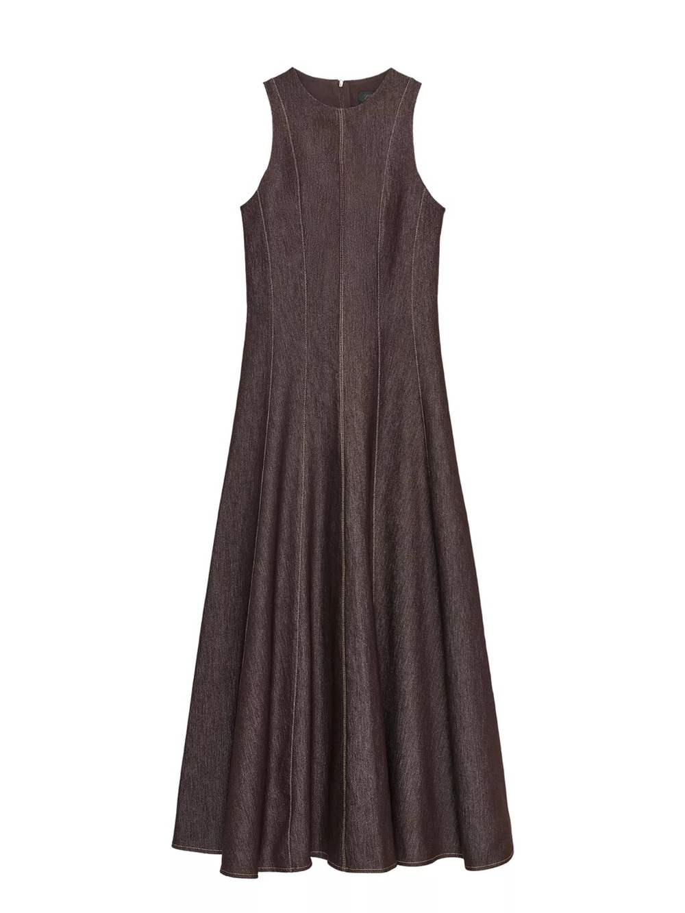 Zara sleeveless Brown A-Line Maxi Dress with jacket on top